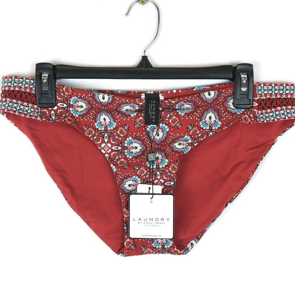 Shelli Segal Women’s Red Hipster Bikini Bottom Size L